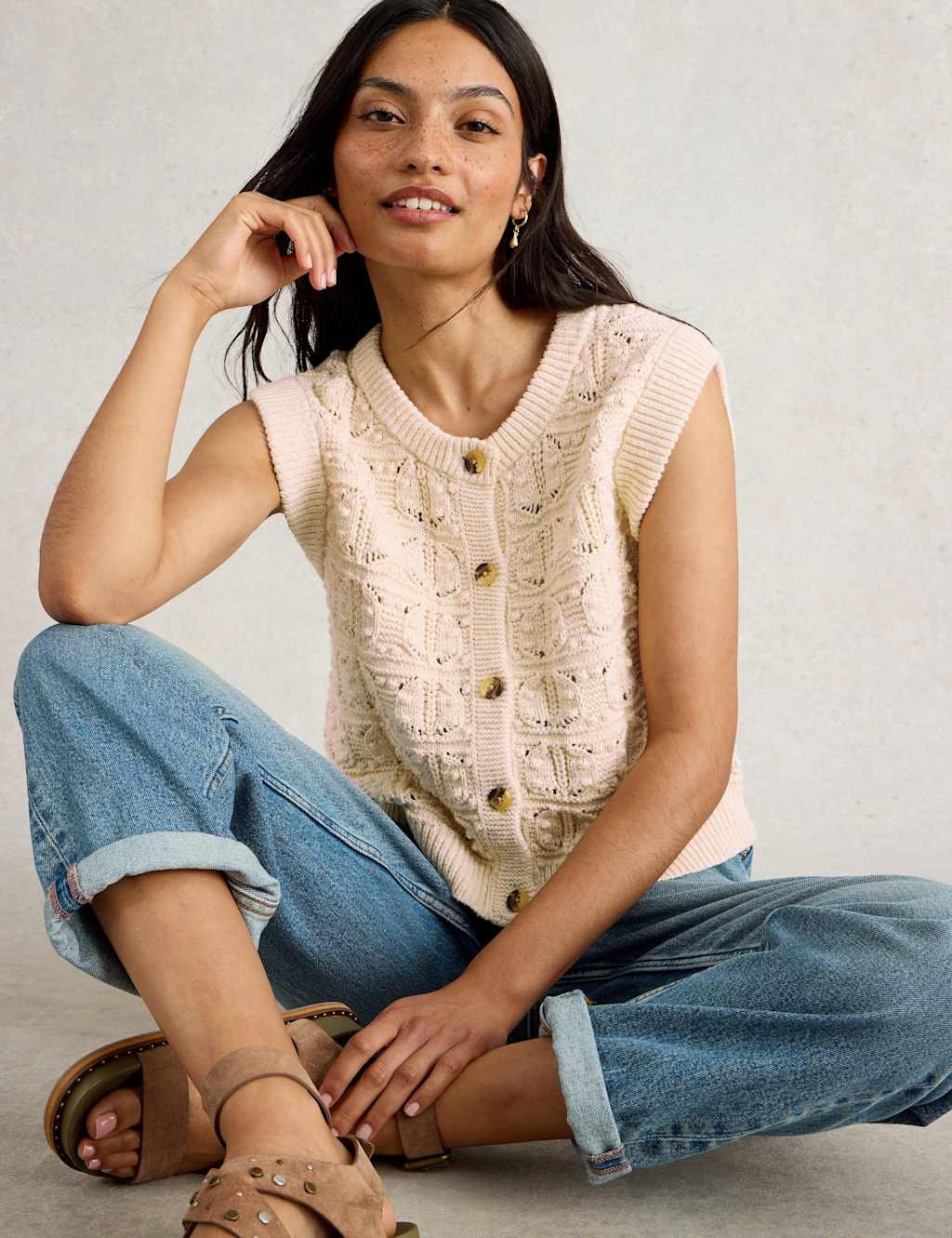 Pure Cotton Openstitch Button Through Tank Top 5 of 6