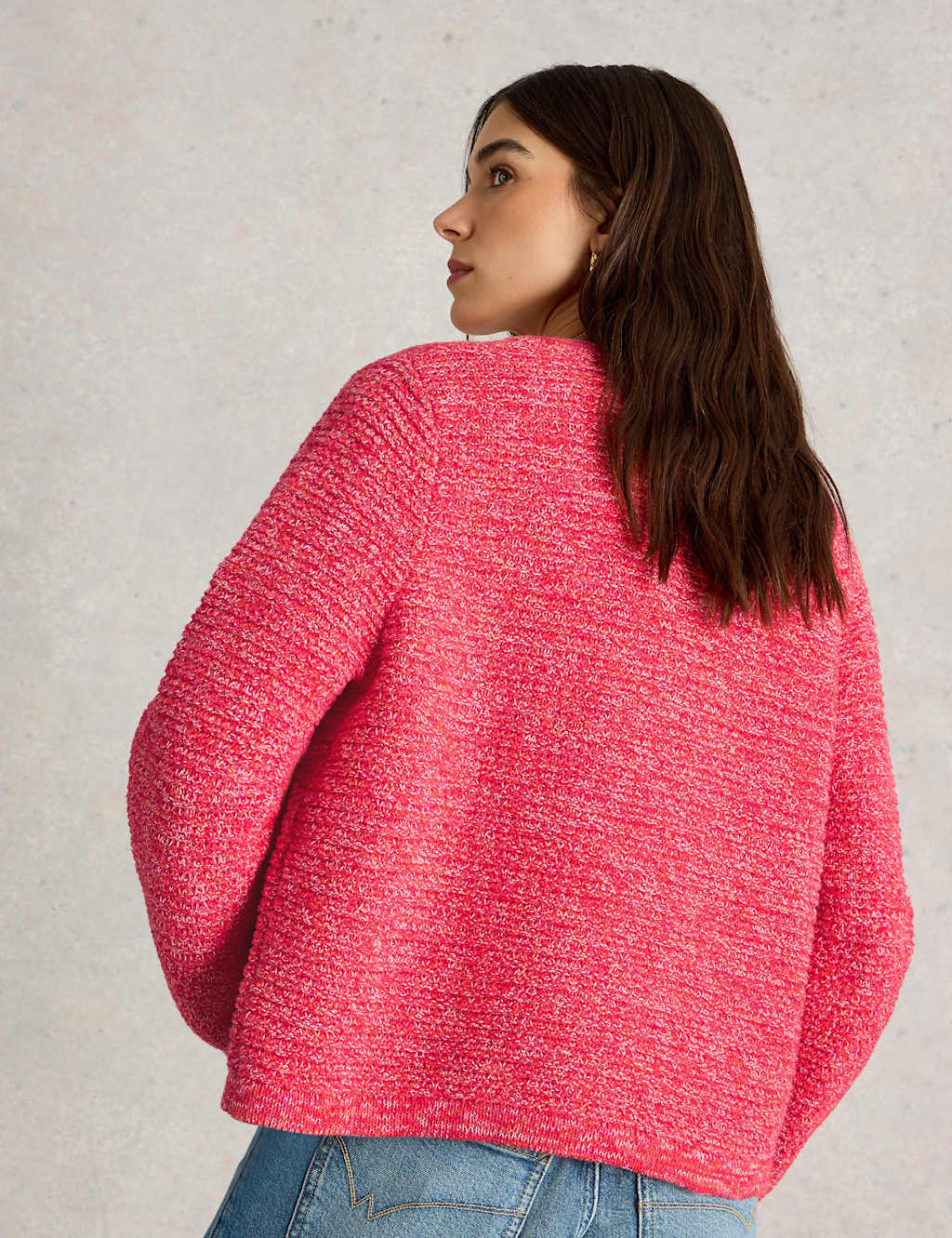 Pure Cotton Textured Crew Neck Cardigan 3 of 4