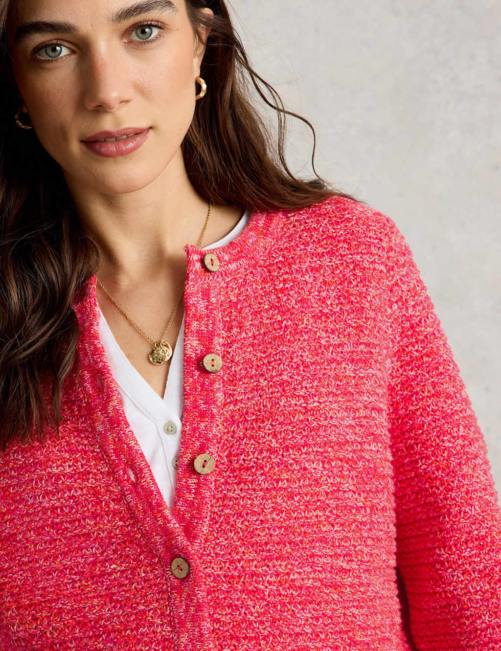 Pure Cotton Textured Crew Neck Cardigan 4 of 4