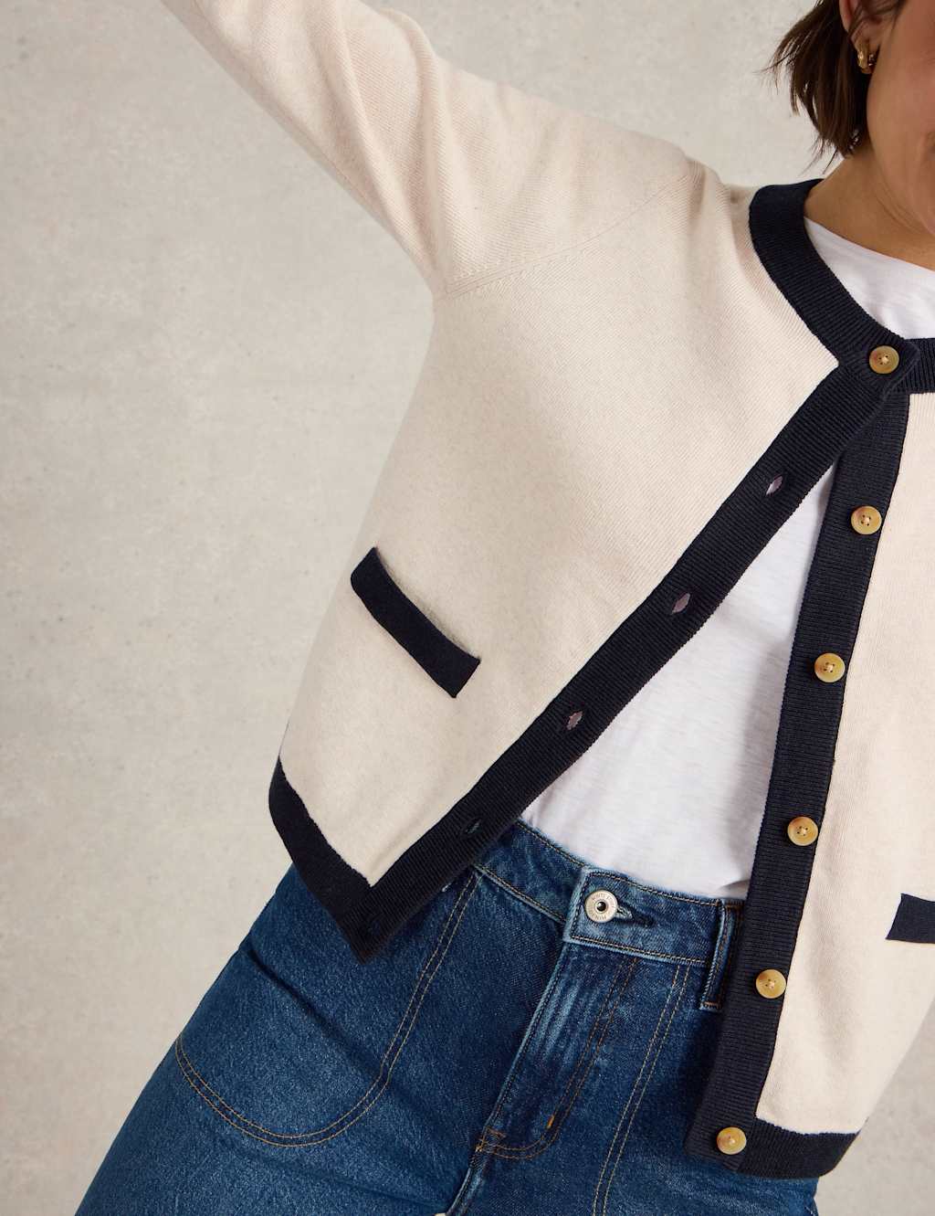 Pure Cotton Crew Neck Button Front Cardigan 4 of 6