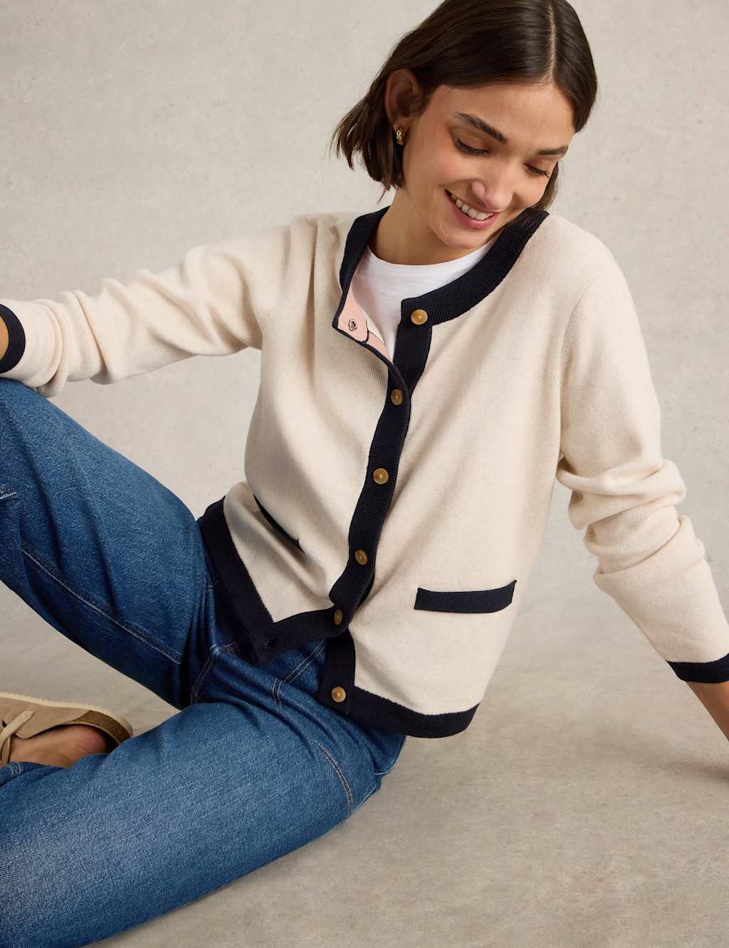 Pure Cotton Crew Neck Button Front Cardigan 5 of 6
