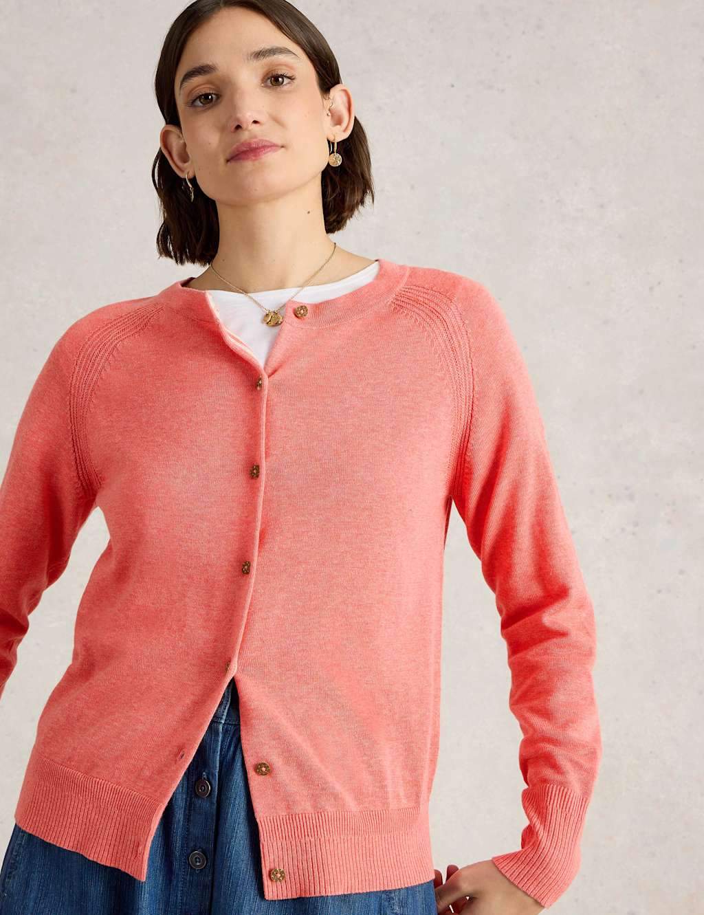 Pure Cotton Crew Neck Cardigan 1 of 5