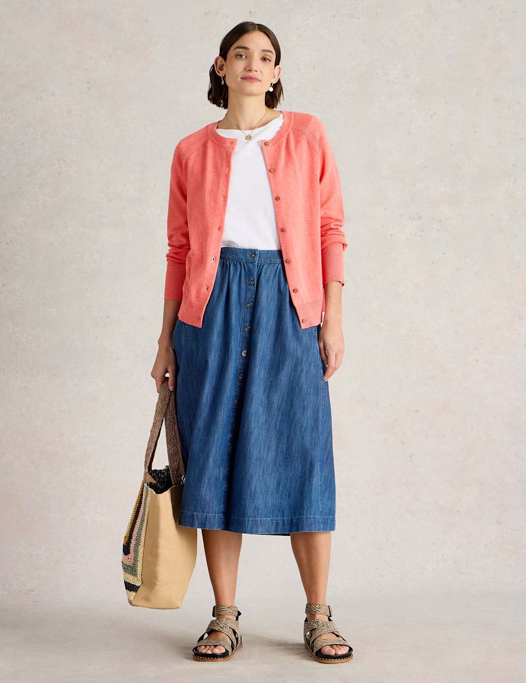 Pure Cotton Crew Neck Cardigan 3 of 5