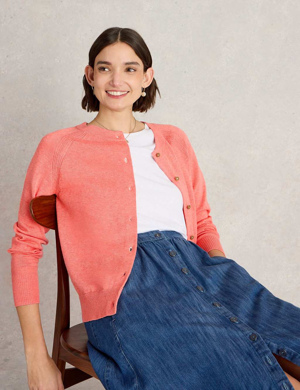 Pure Cotton Crew Neck Cardigan 5 of 5