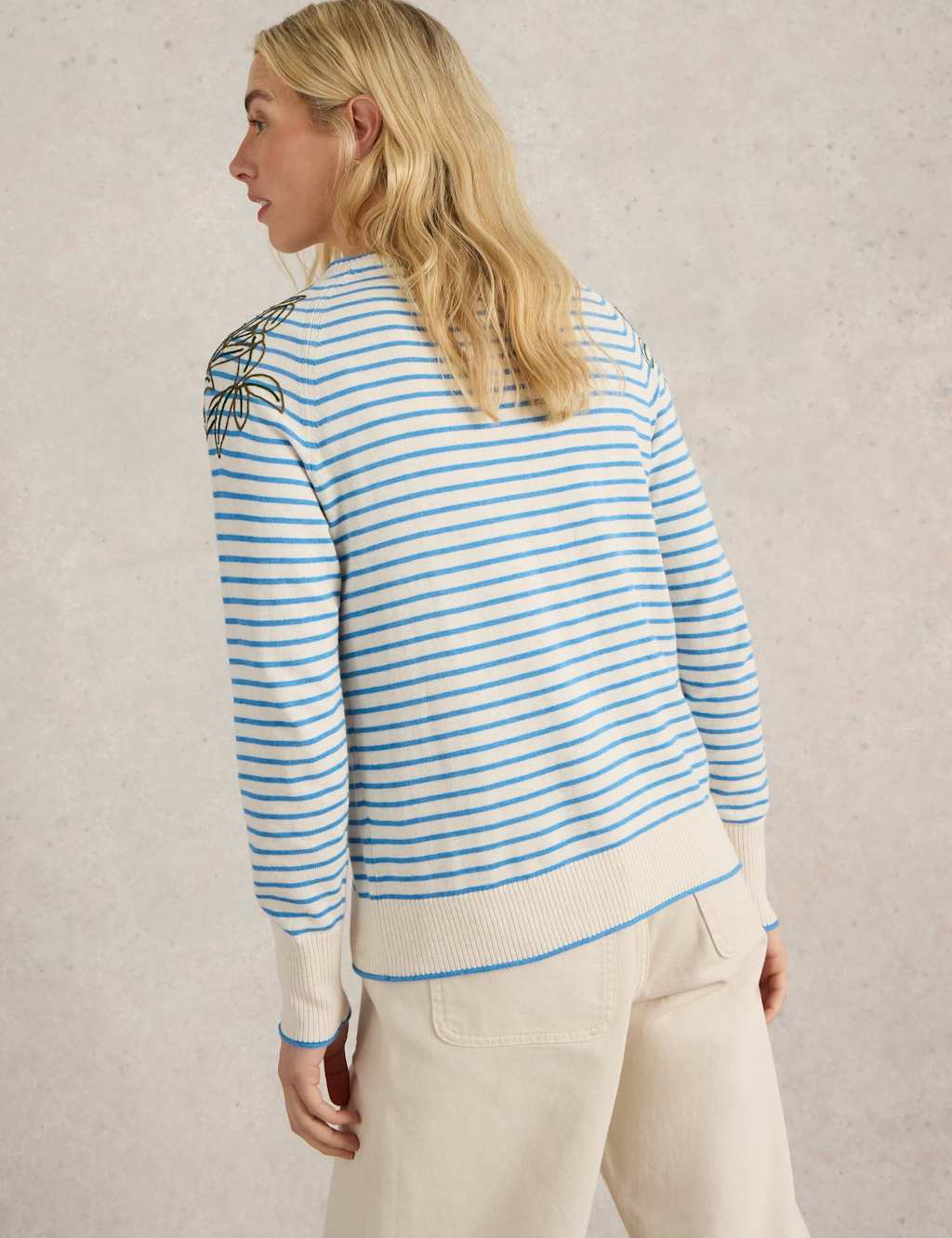 Pure Cotton Embroidered Striped Cardigan 3 of 6