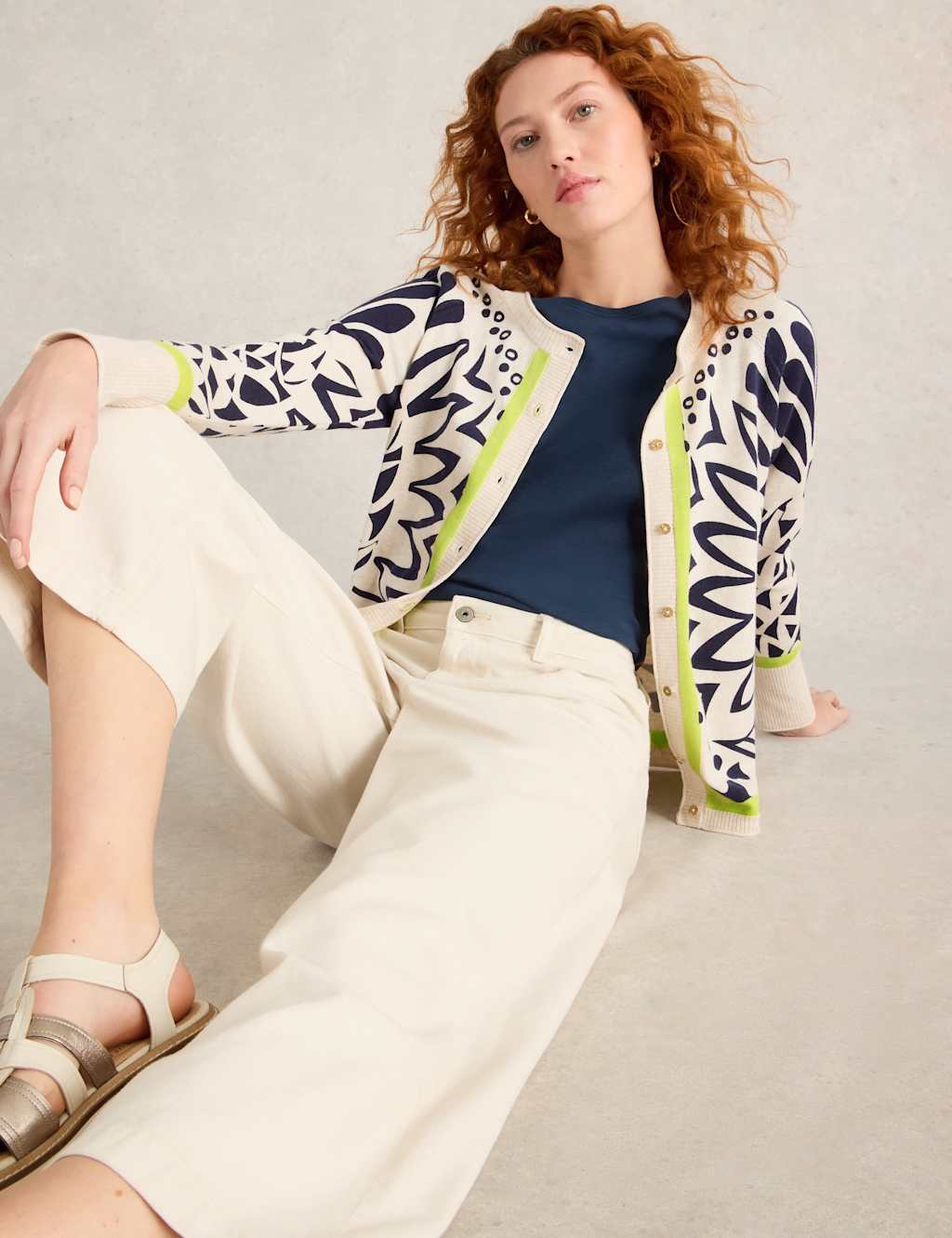 Pure Cotton Printed Button Front Cardigan 5 of 6