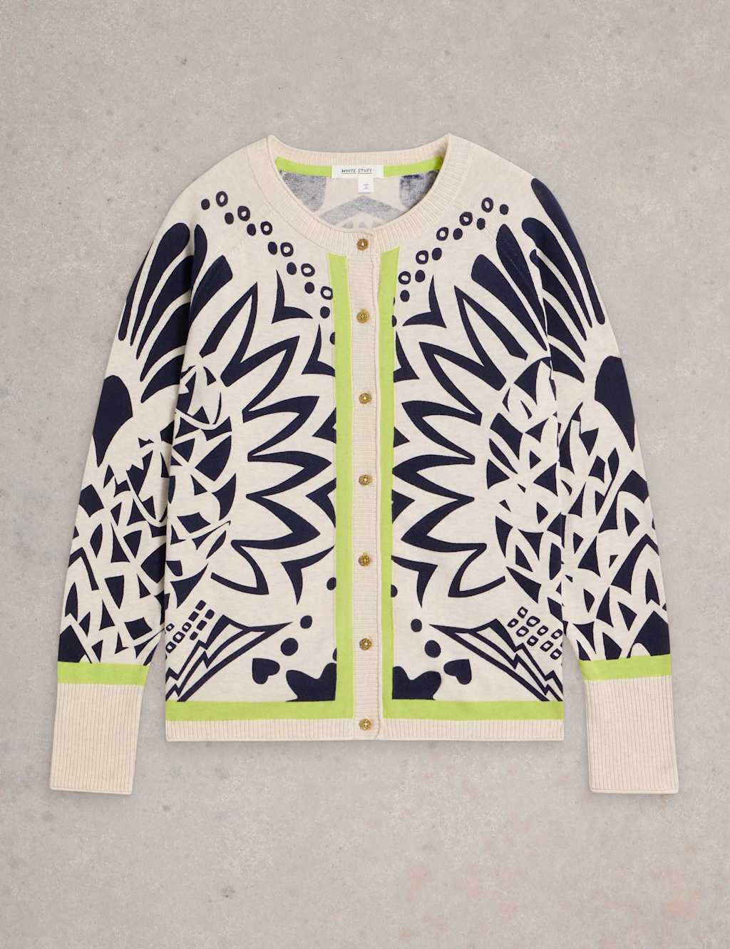 Pure Cotton Printed Button Front Cardigan 2 of 6