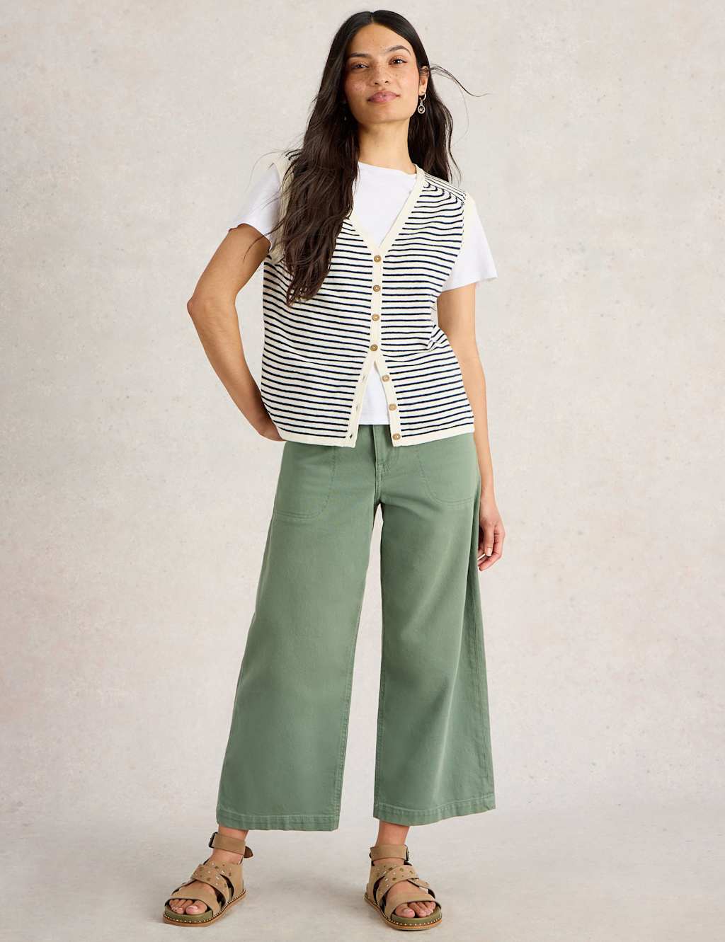 Cotton Rich Striped Tank Top with Linen 3 of 5