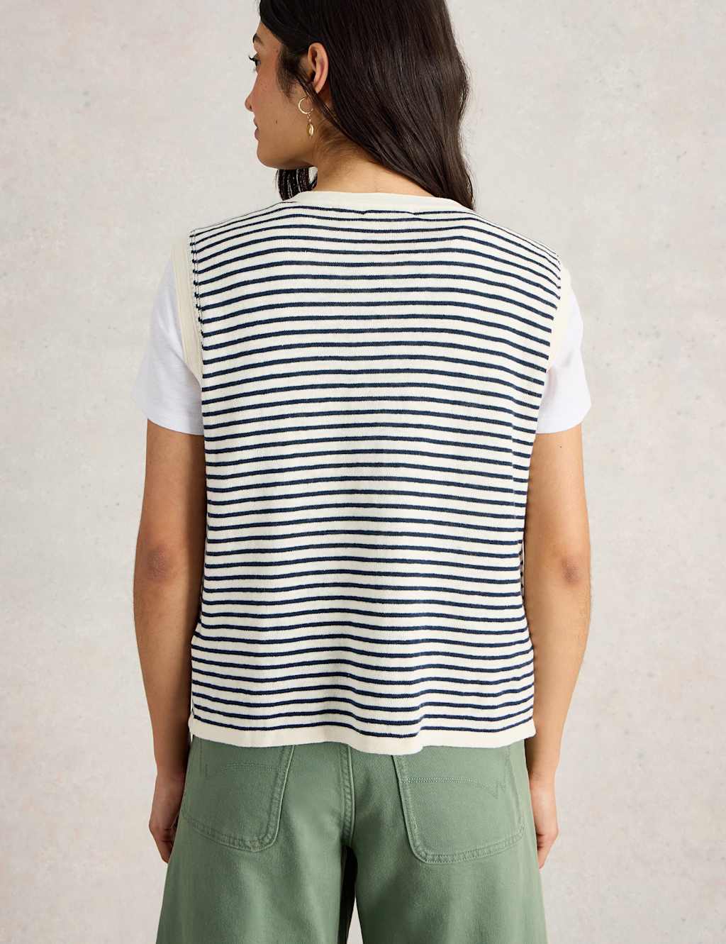 Cotton Rich Striped Tank Top with Linen 4 of 5