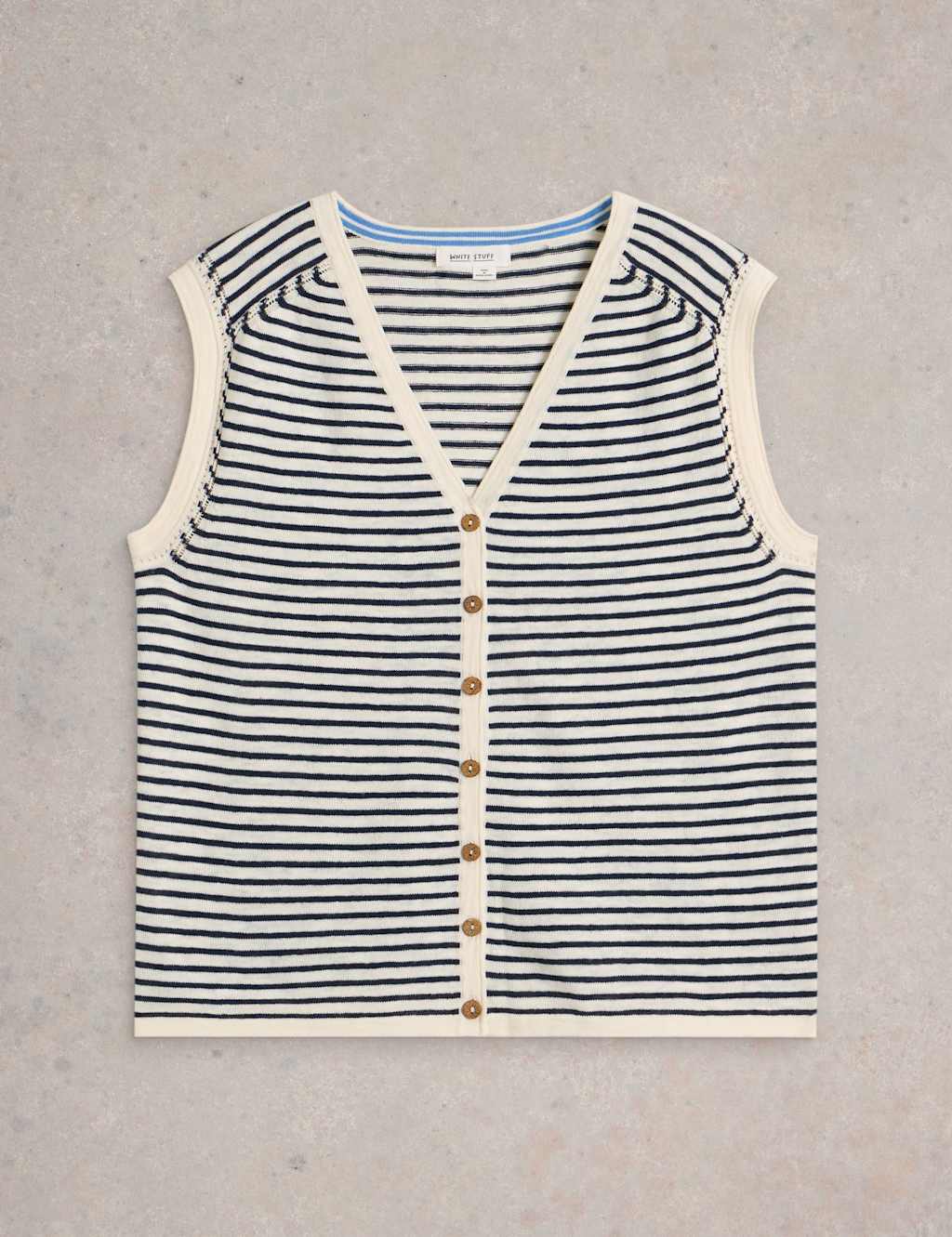 Cotton Rich Striped Tank Top with Linen 2 of 5