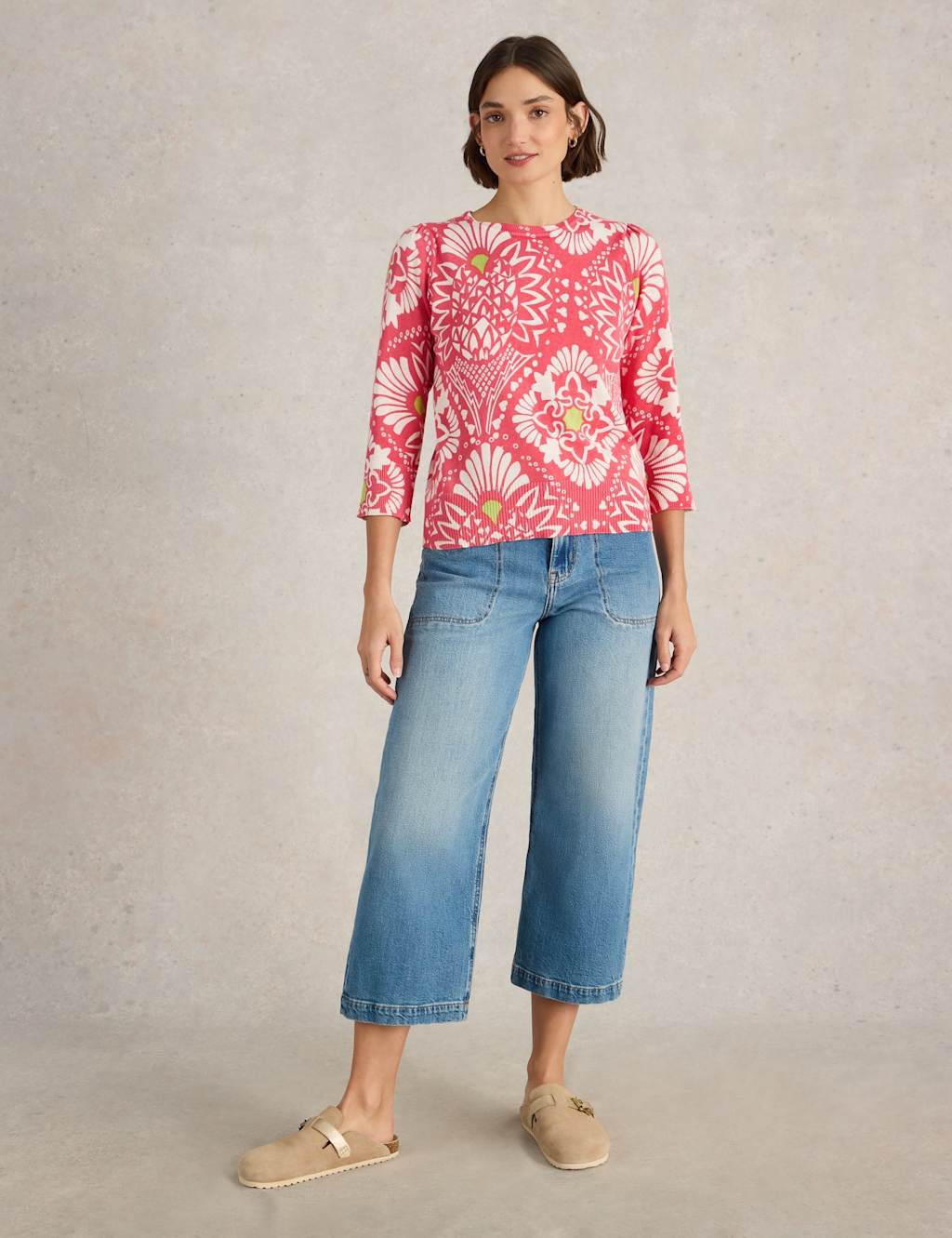 Pure Cotton Floral Crew Neck Jumper 3 of 6