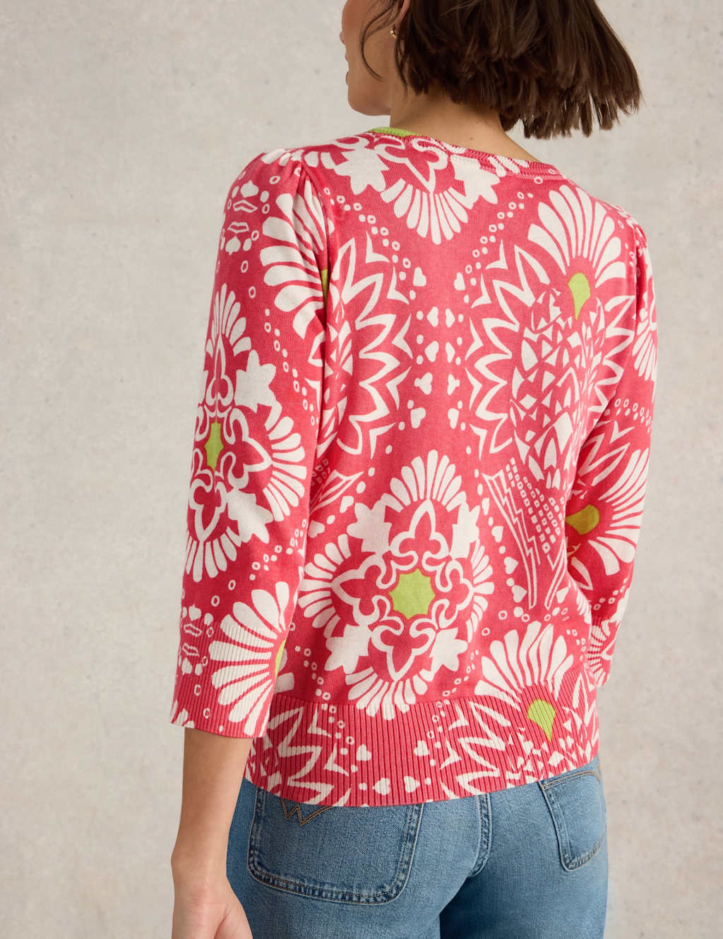 Pure Cotton Floral Crew Neck Jumper 4 of 6