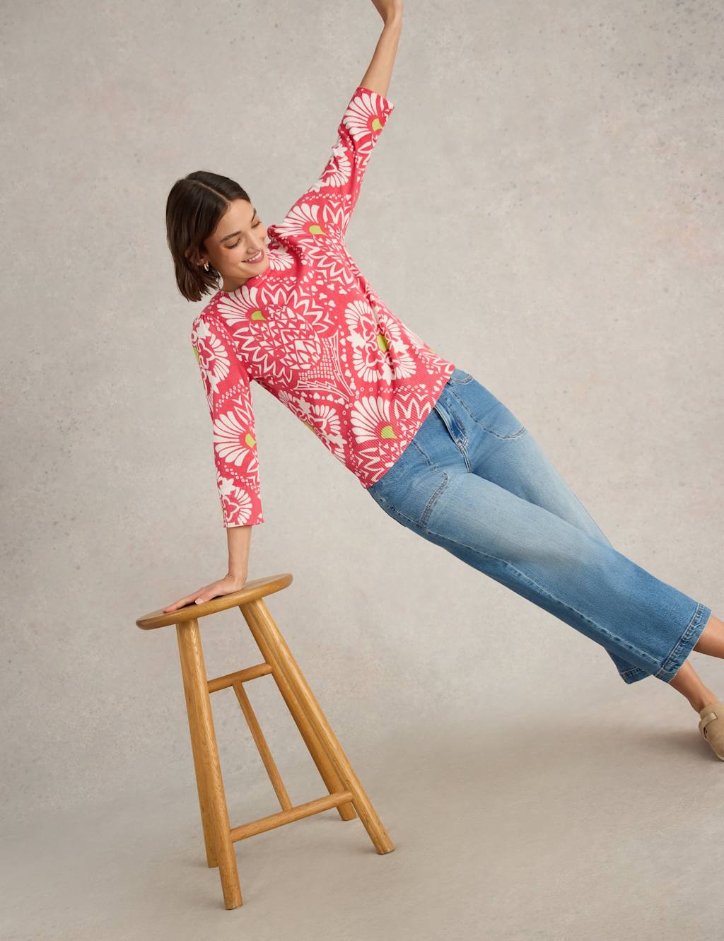Pure Cotton Floral Crew Neck Jumper 5 of 6