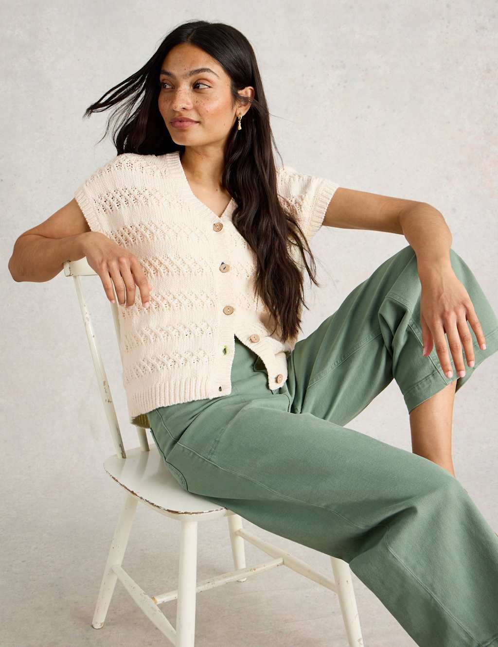 Pure Cotton Textured V-Neck Knitted Waistcoat 5 of 6
