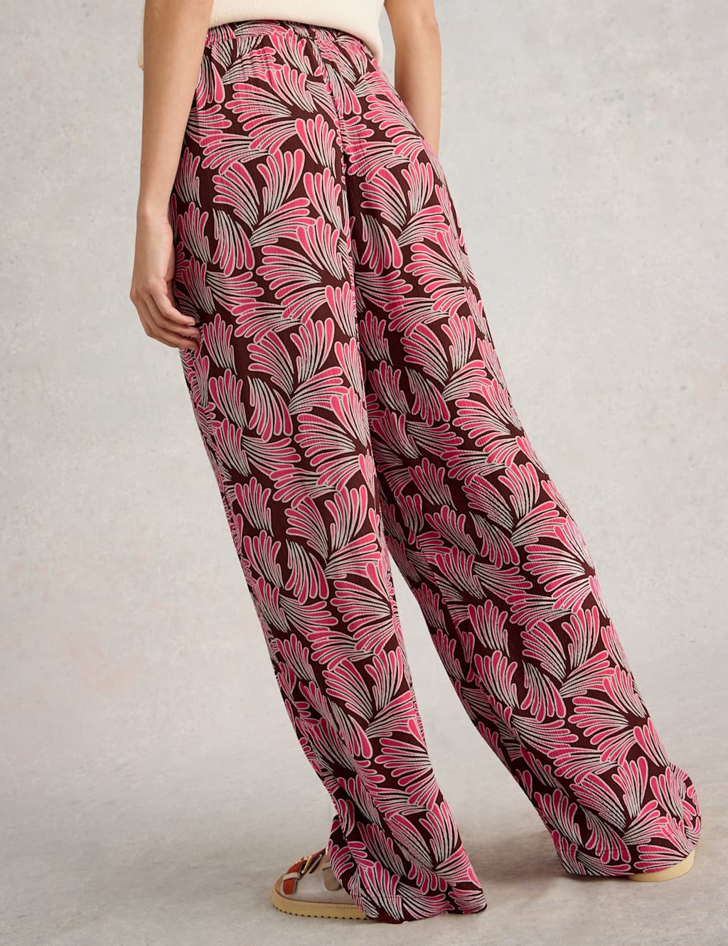Printed Textured Wide Leg Trousers 4 of 6