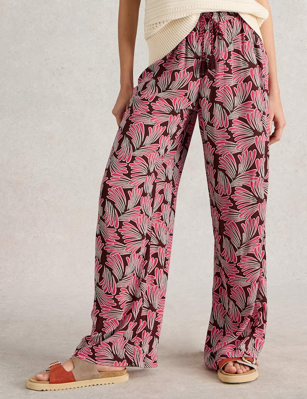 Printed Textured Wide Leg Trousers 5 of 6