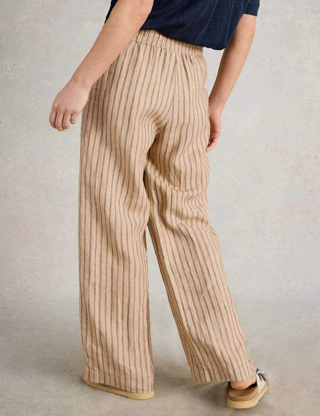 Pure Linen Striped Wide Leg Trousers 4 of 6