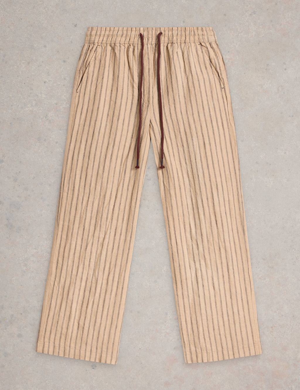 Pure Linen Striped Wide Leg Trousers 2 of 6