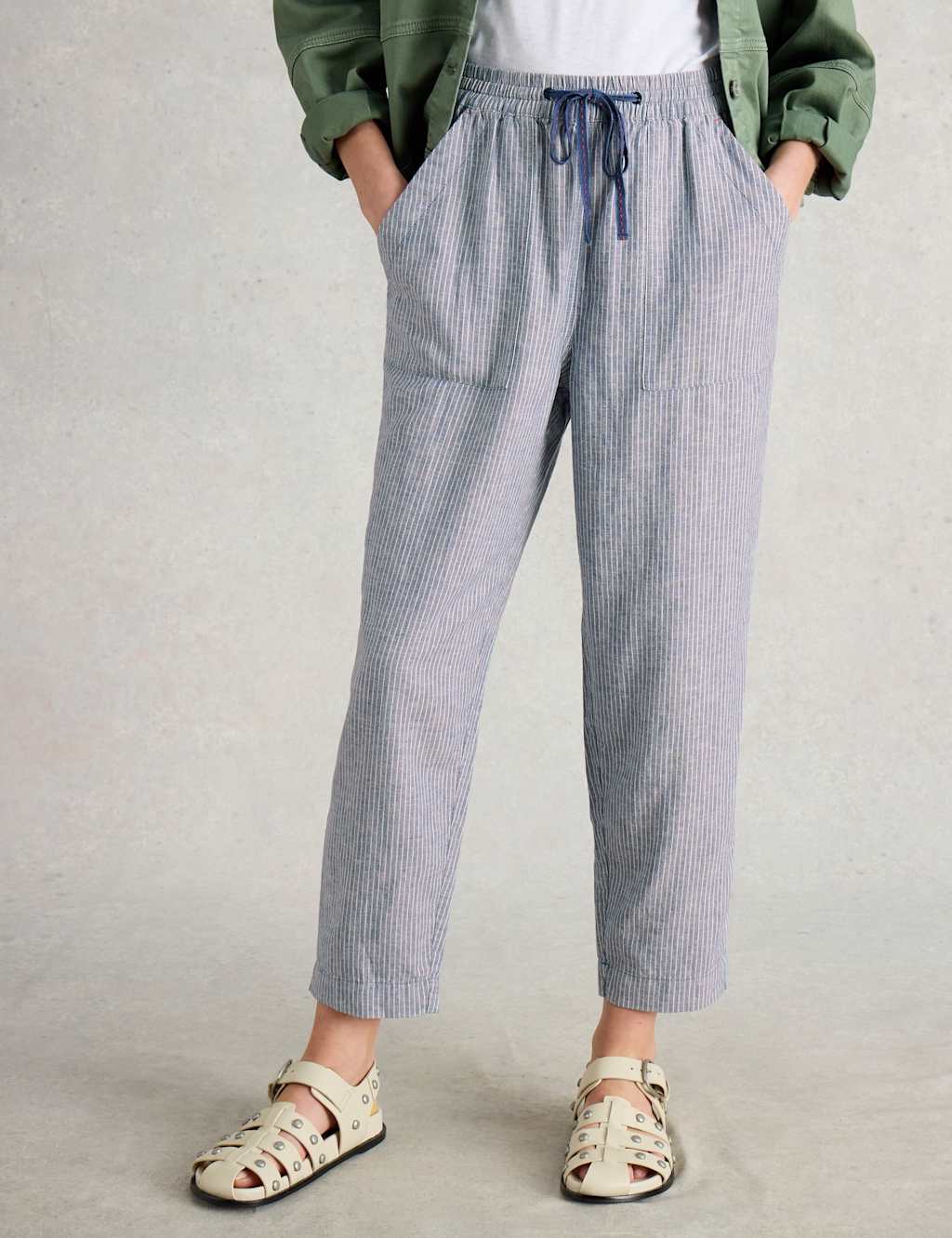Linen Rich Striped Relaxed Trousers 3 of 6