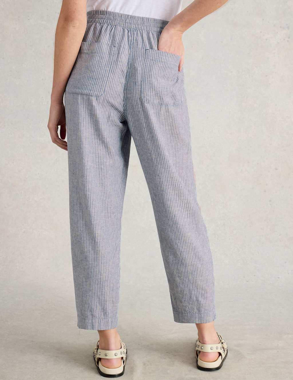 Linen Rich Striped Relaxed Trousers 4 of 6