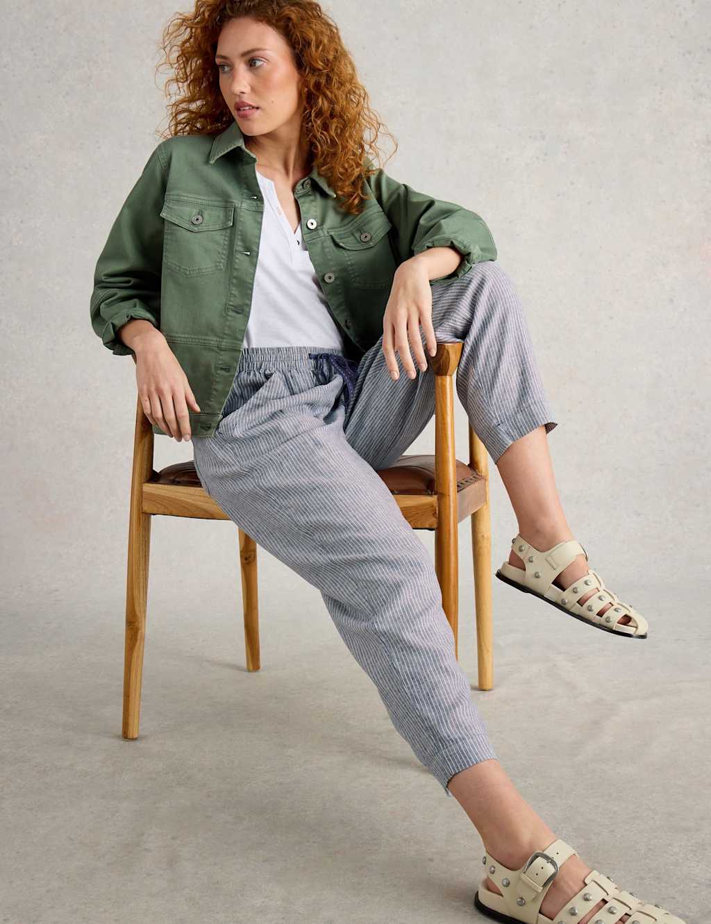 Linen Rich Striped Relaxed Trousers 5 of 6