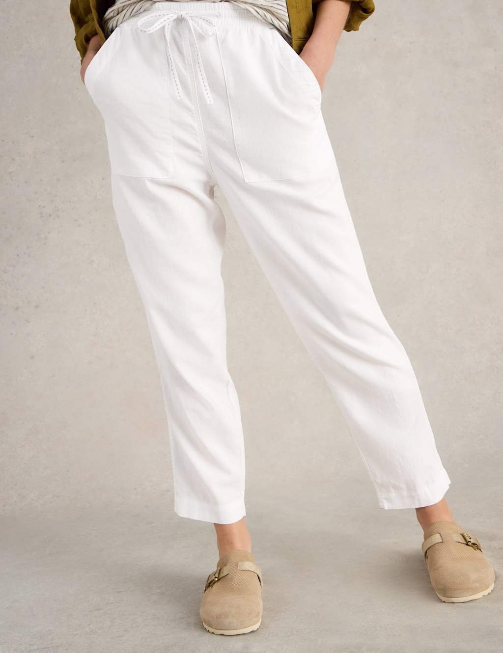 Linen Rich Relaxed Ankle Grazer Trousers 3 of 6