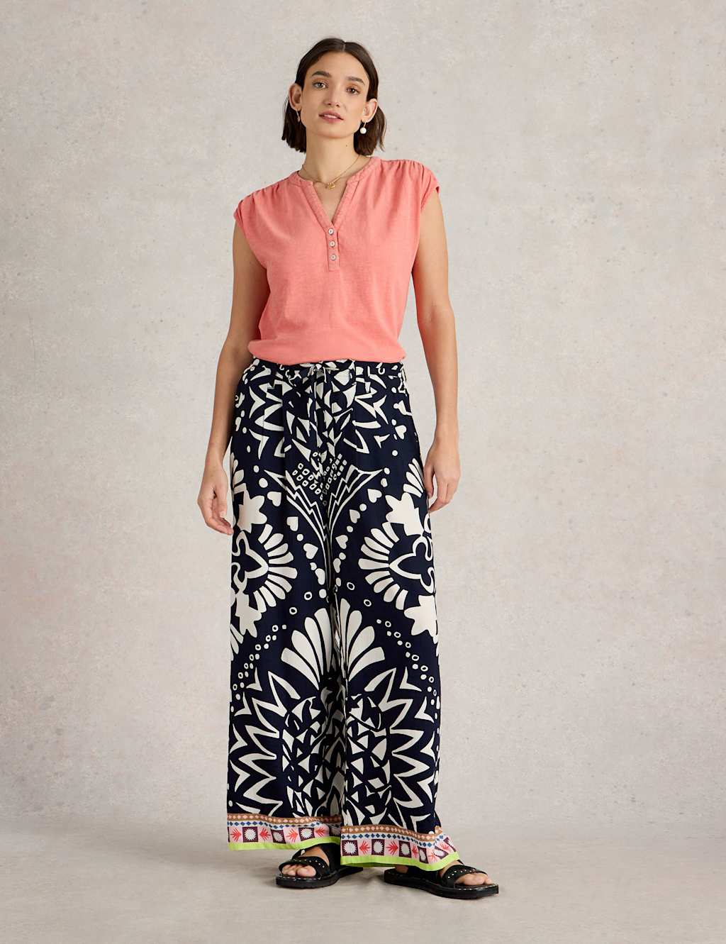 Printed Belted Wide Leg Trousers 3 of 6