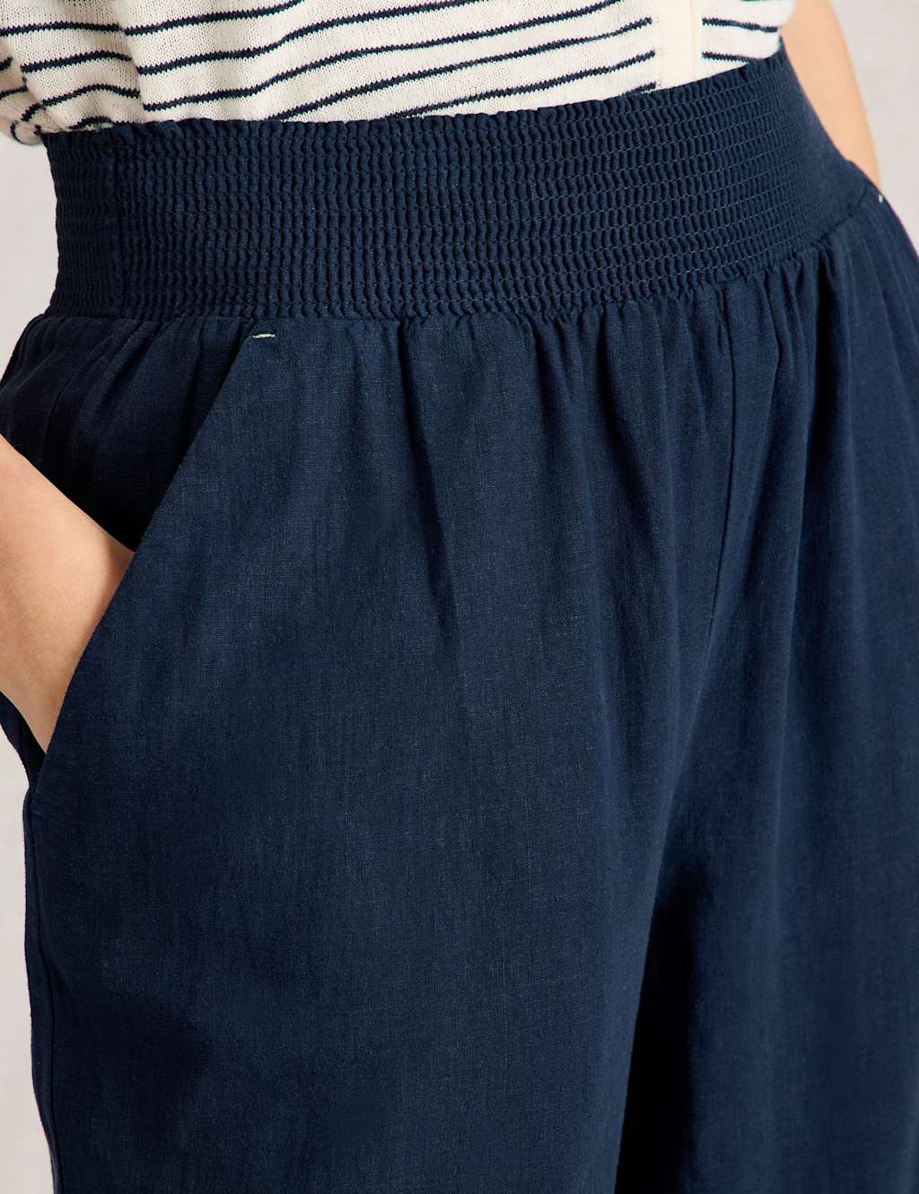 Linen Rich Wide Leg Cropped Culottes 5 of 6