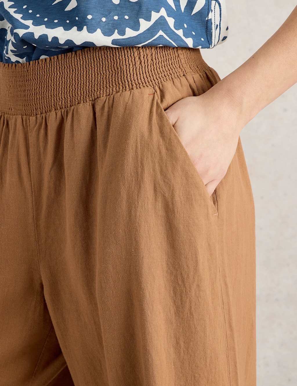 Linen Rich Wide Leg Cropped Culottes 5 of 6