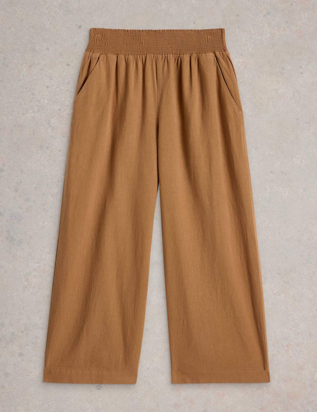 Linen Rich Wide Leg Cropped Culottes 2 of 6