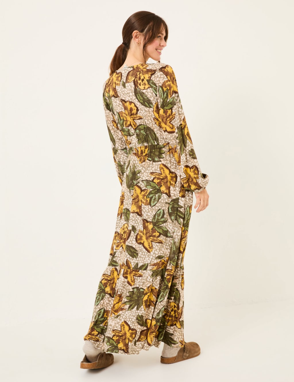 Pure Lyocell Floral V-Neck Maxi Tiered Dress 3 of 5