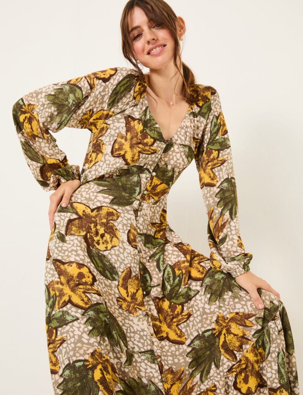 Pure Lyocell Floral V-Neck Maxi Tiered Dress 4 of 5
