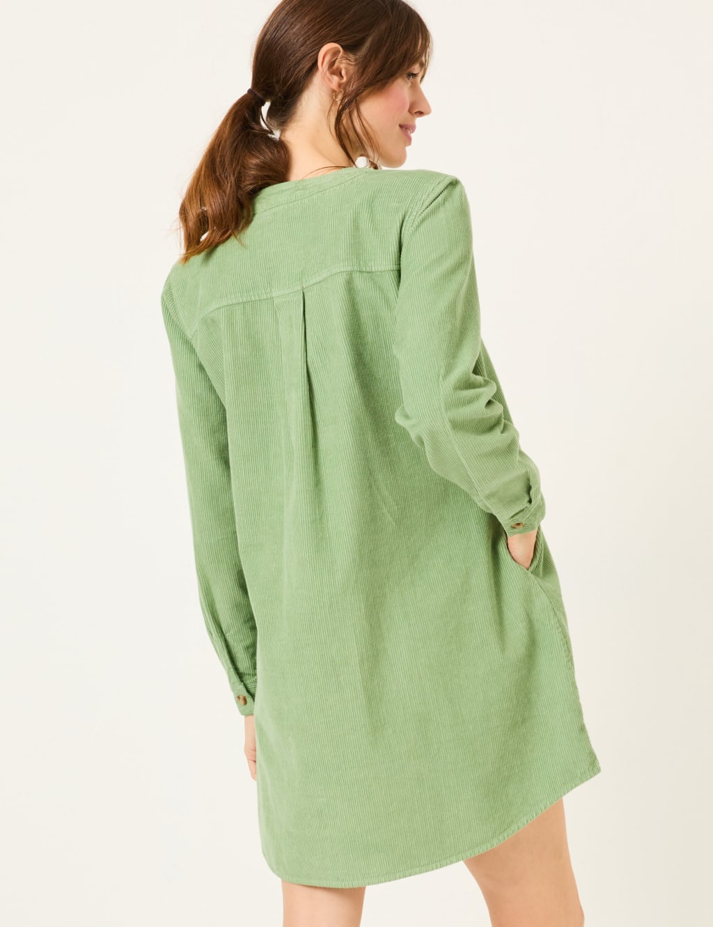 Pure Cotton Cord Collarless Mini Tiered Dress 3 of 5