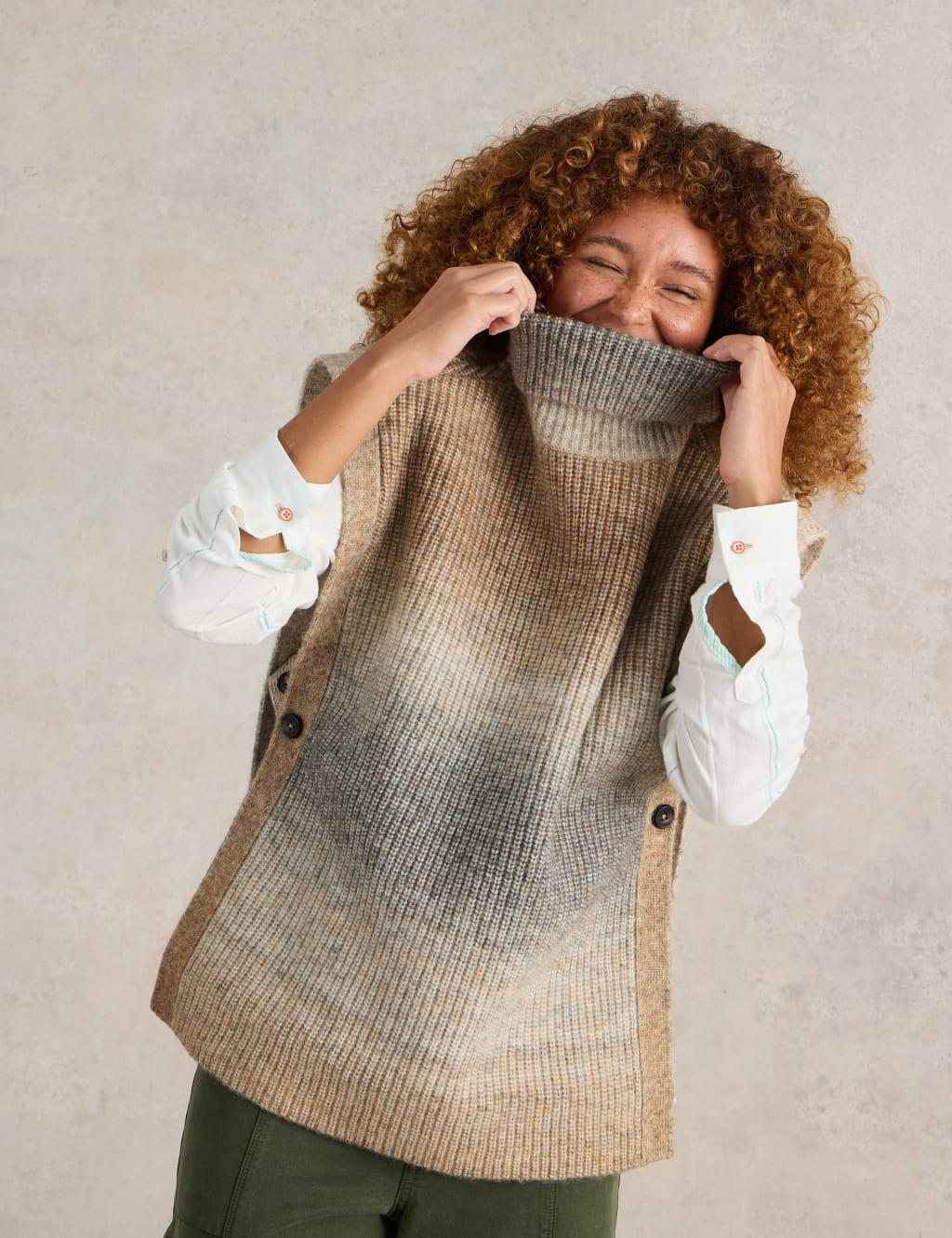 Poncho sweater with side buttons clearance