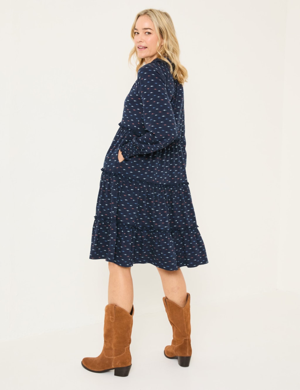 Pure Cotton Jersey Printed V-Neck Tiered Dress 3 of 5