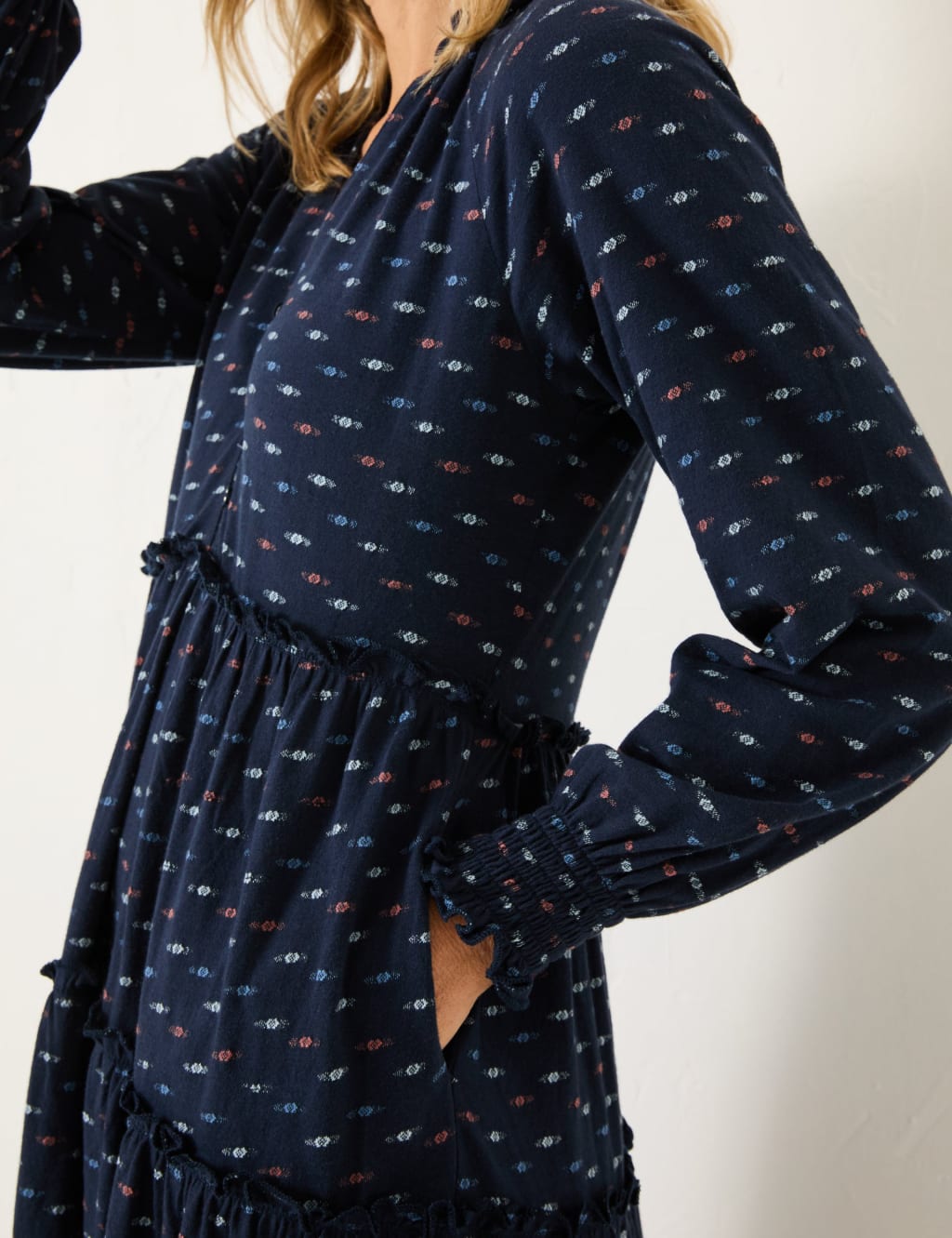 Pure Cotton Jersey Printed V-Neck Tiered Dress 4 of 5