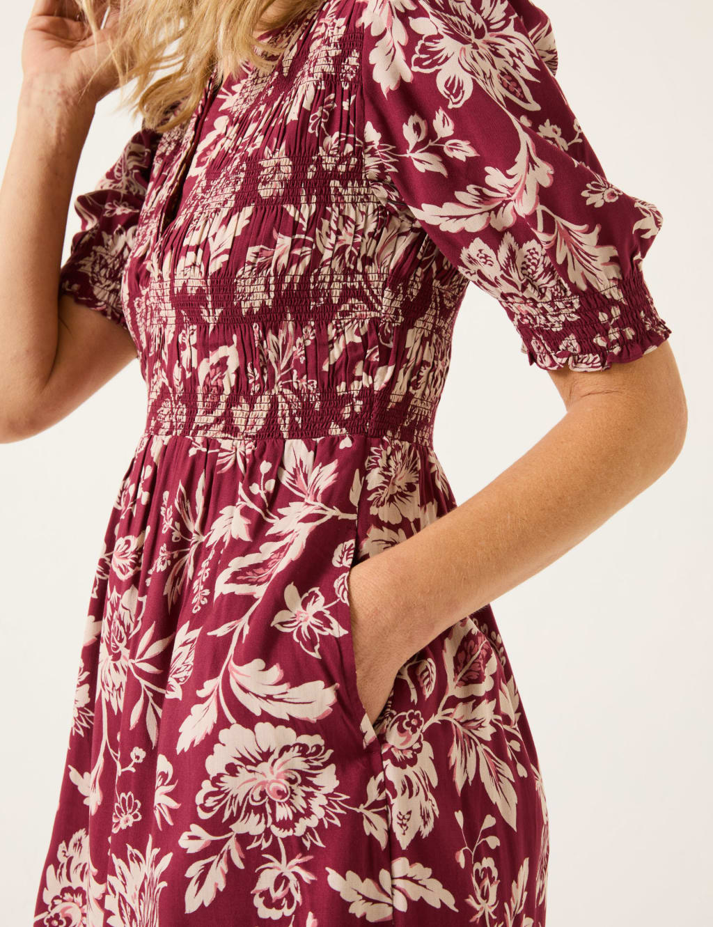 Floral V-Neck Knee Length Swing Dress | FatFace | M&S