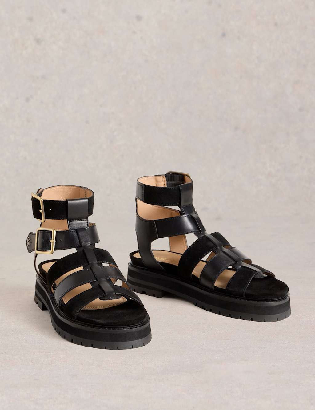 Leather Ankle Strap Flat Gladiator Sandals 2 of 4