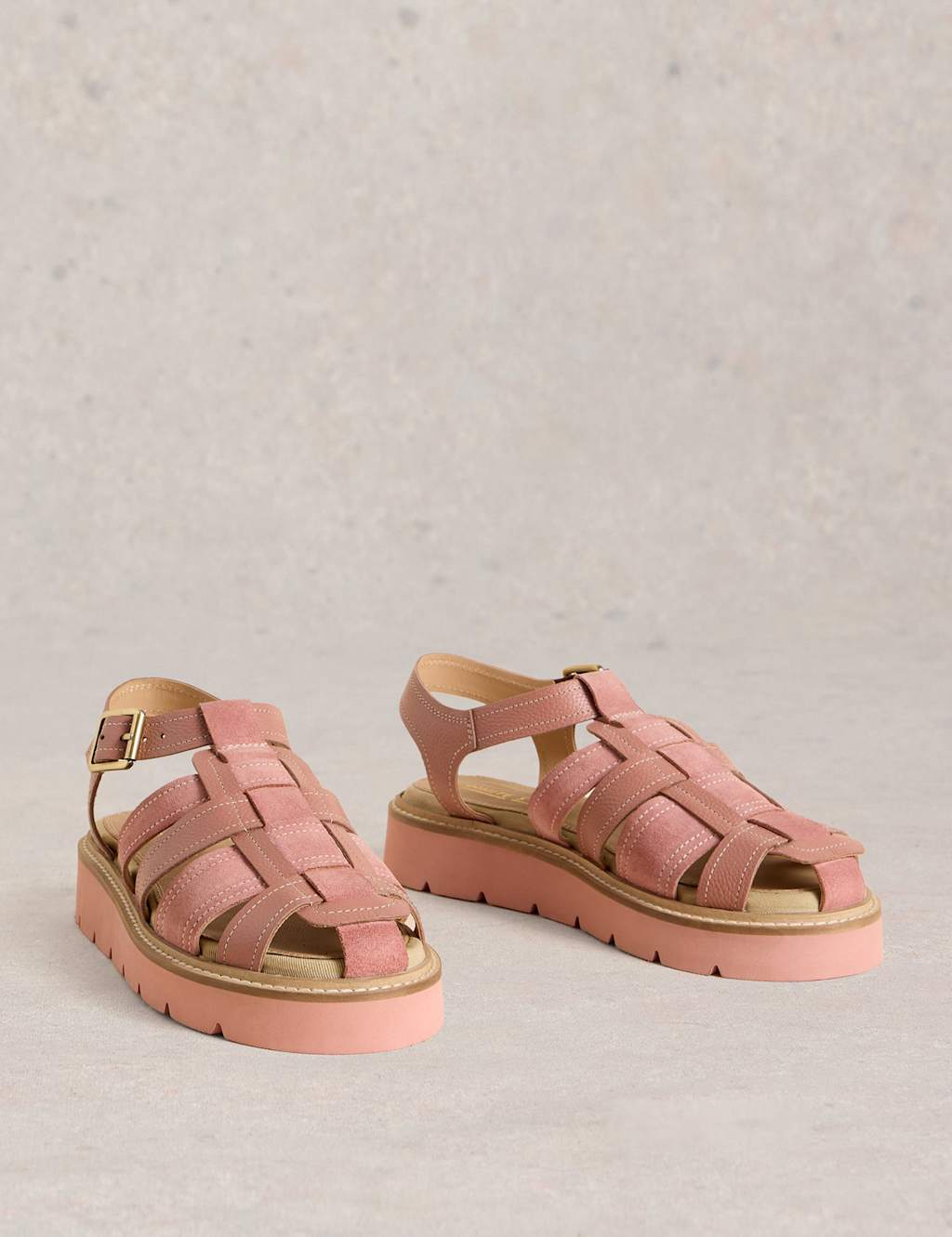 Leather Buckle Flatform Footbed Sandals 2 of 4
