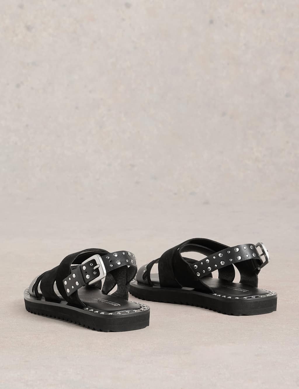 Leather Studded Flat Footbed Sandals 3 of 4