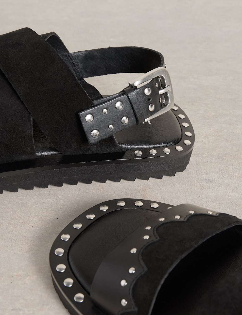 Leather Studded Flat Footbed Sandals 4 of 4