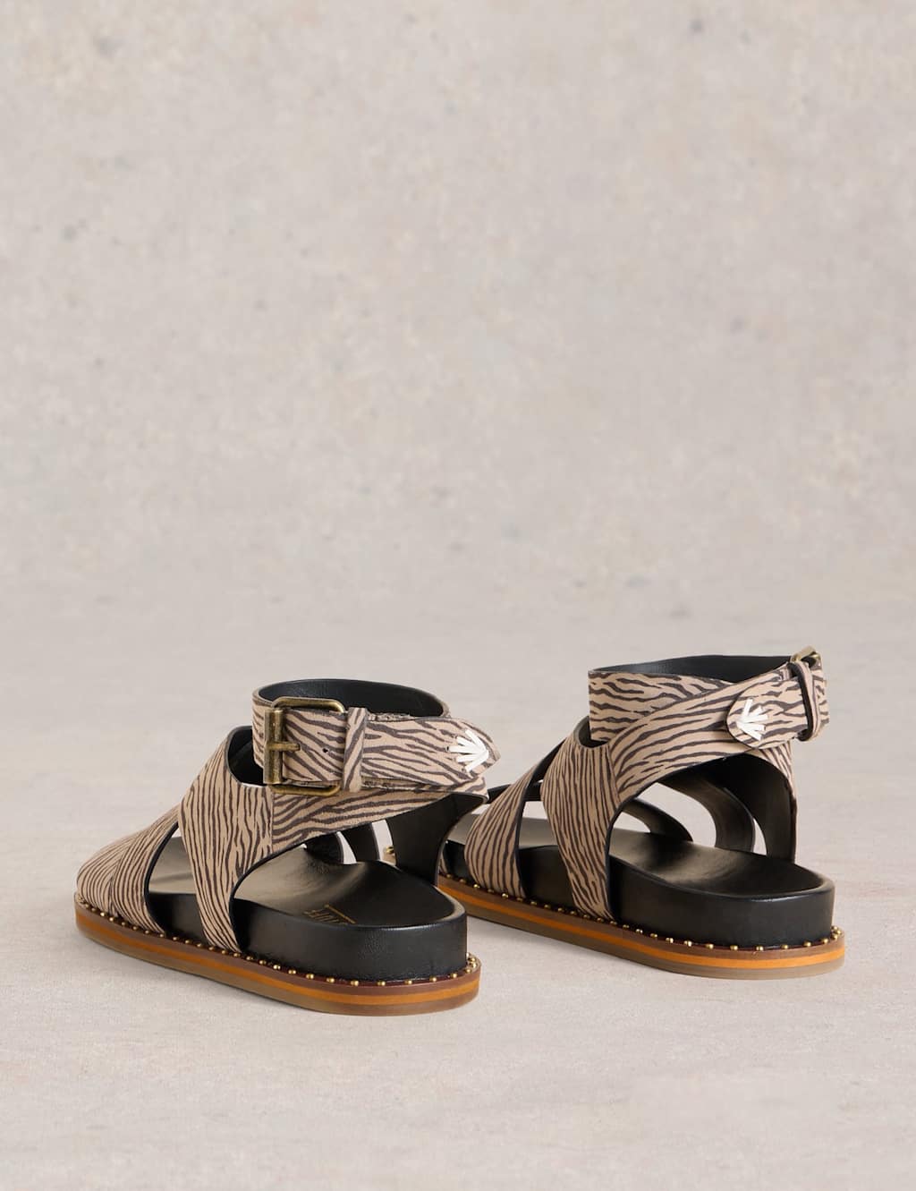 Leather Animal Print Gladiator Sandals 3 of 4