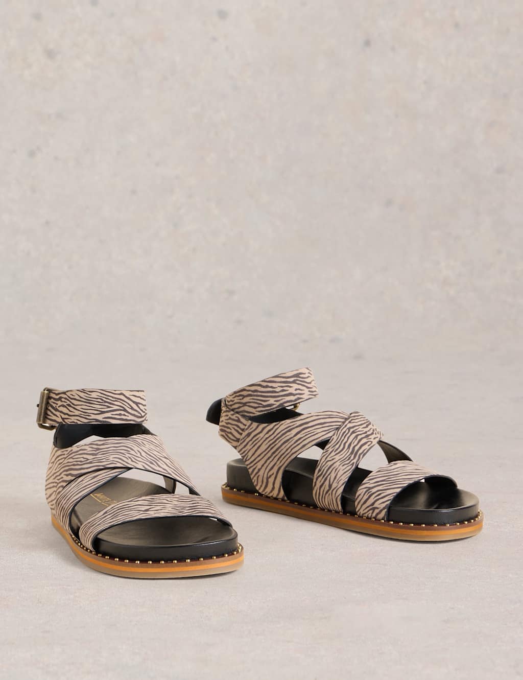 Leather Animal Print Gladiator Sandals 2 of 4