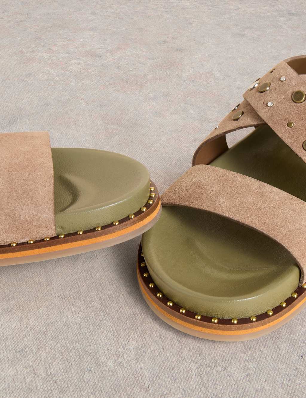 Suede Studded Flat Footbed Gladiator Sandals 5 of 5