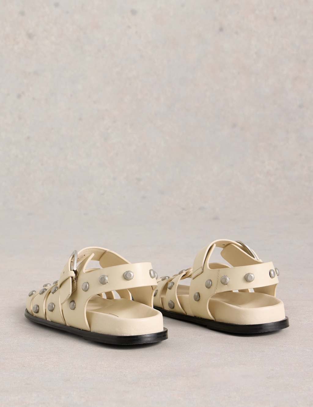 Leather Studded Ankle Strap Flat Sandals 4 of 5