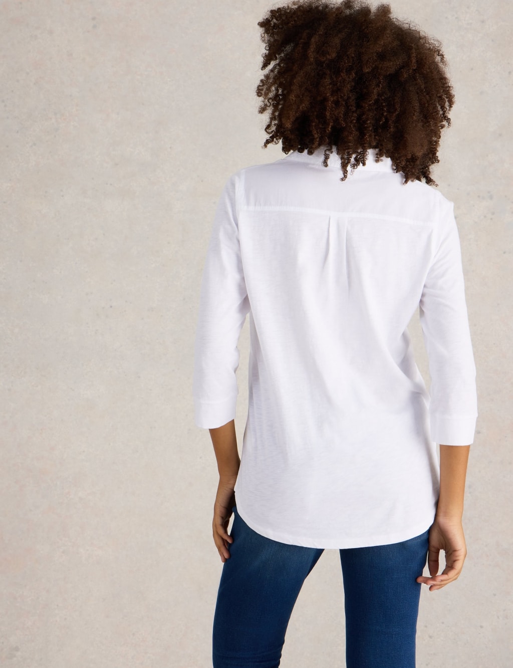 Pure Cotton Collared Longline Shirt White Stuff M S