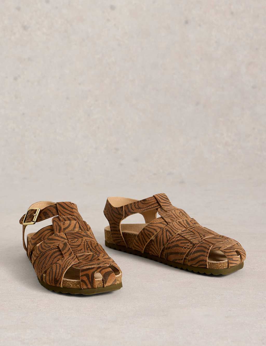 Suede Animal Print Footbed Sandals 3 of 5