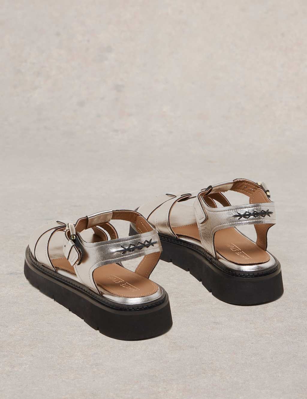 Leather Metallic Platform Sandals 3 of 4