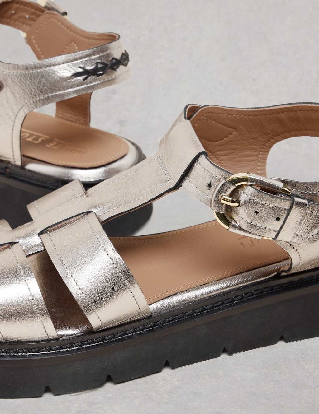 Leather Metallic Platform Sandals 4 of 4