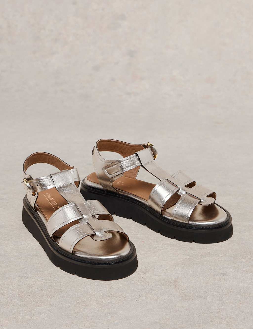 Leather Metallic Platform Sandals 2 of 4
